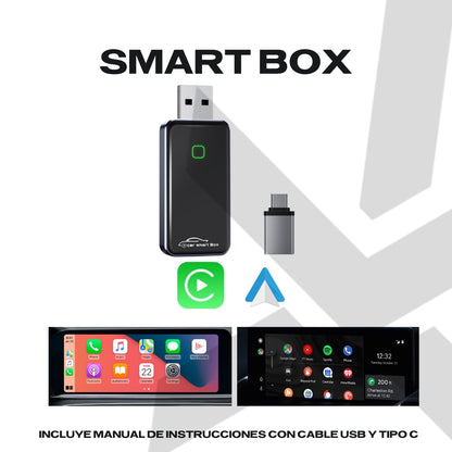 SMART BOX Adaptador Carplay y Android auto Cableado a inalambrico