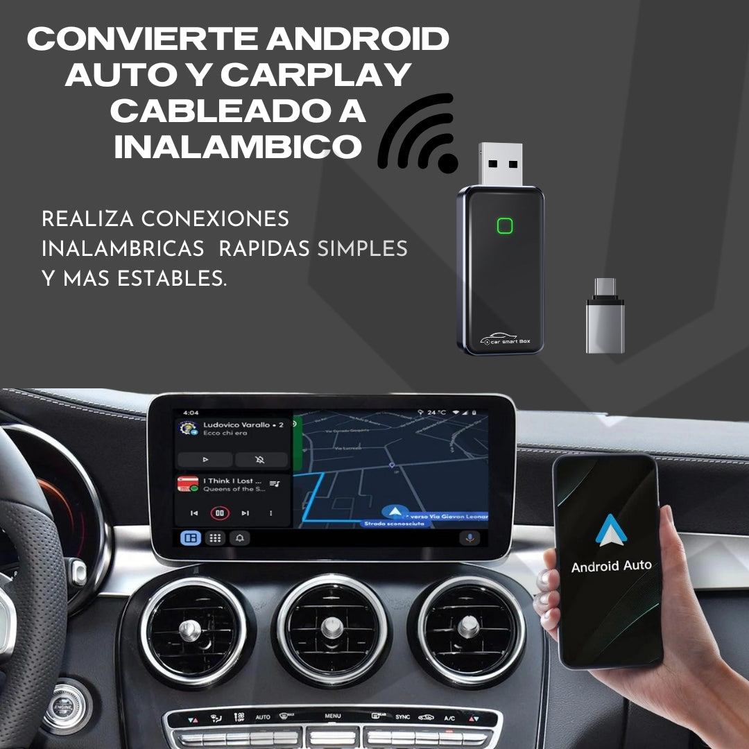 SMART BOX Adaptador Carplay y Android auto Cableado a inalambrico